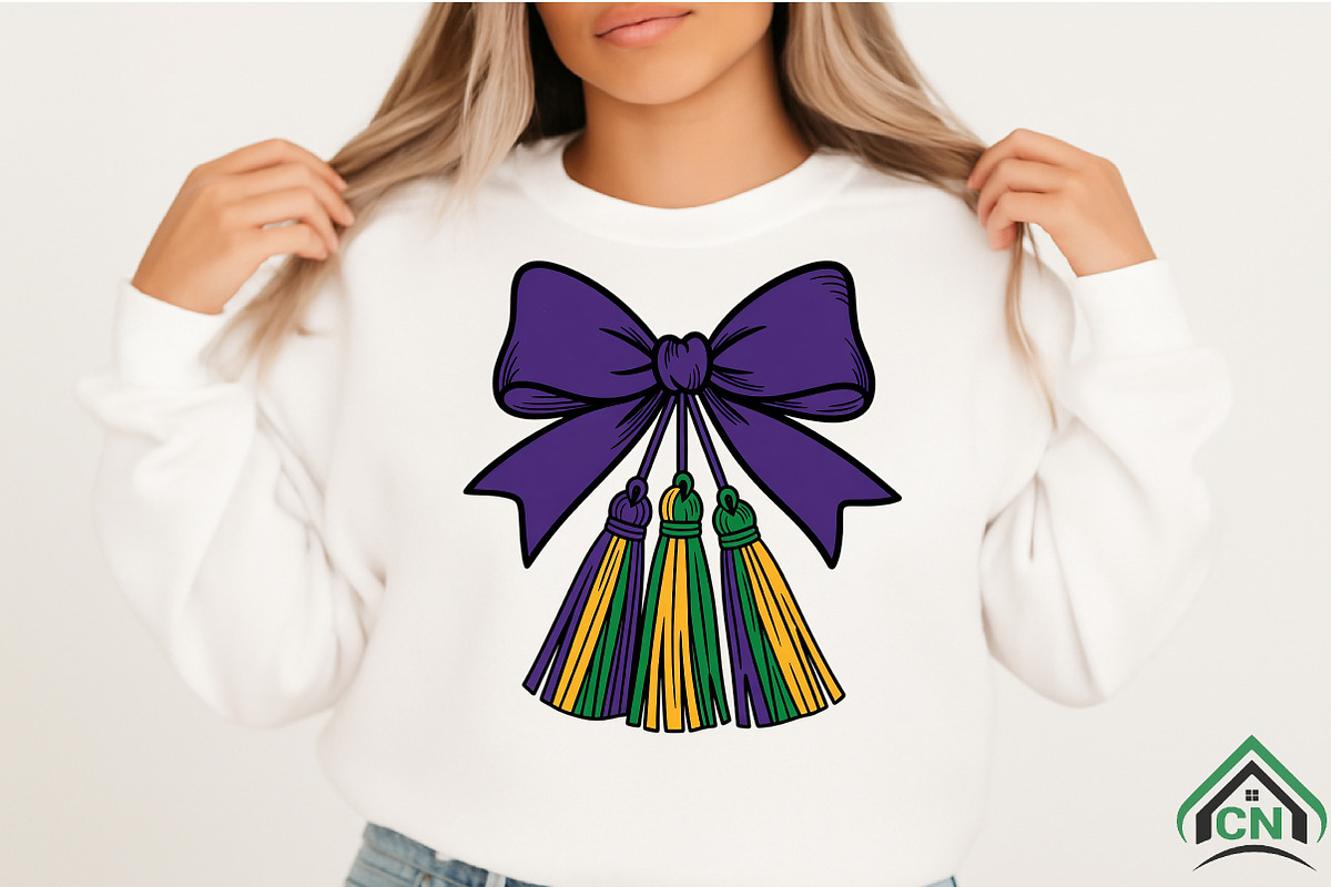 Mardi Gras Ribbon Bow PNG, an Illustration by Craft Nest (Photo 2 of 4)