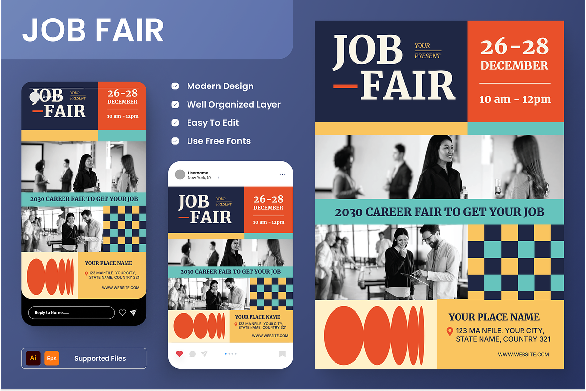 Job Fair Flyer Set, a Flyer Template by Annora Studio (Photo 1 of 6)