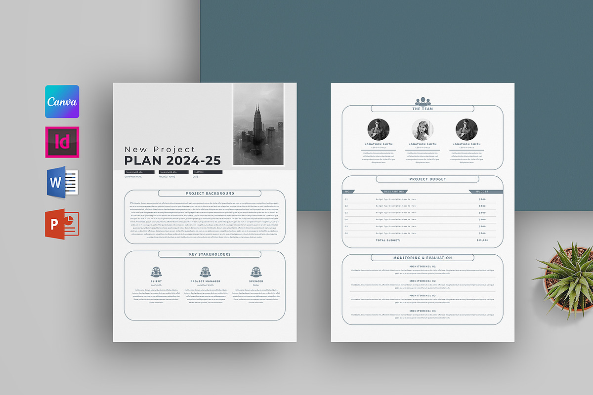 Project Plan | Word, Indesign, Canva, a Stationery Template by obayes (Photo 1 of 5)