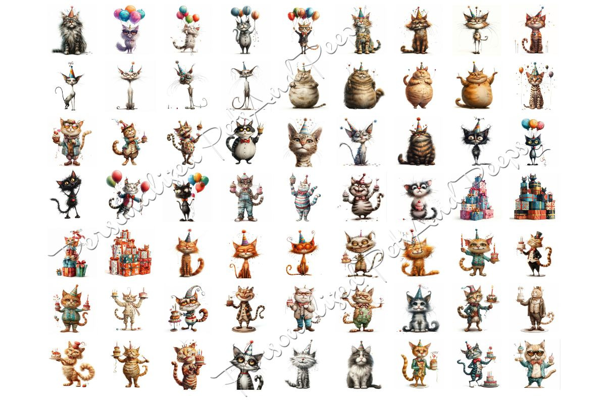 158 Whimsical Quirky Cat Clipart, an Animal Illustration by Art Paradise Studios (Photo 8 of 8)