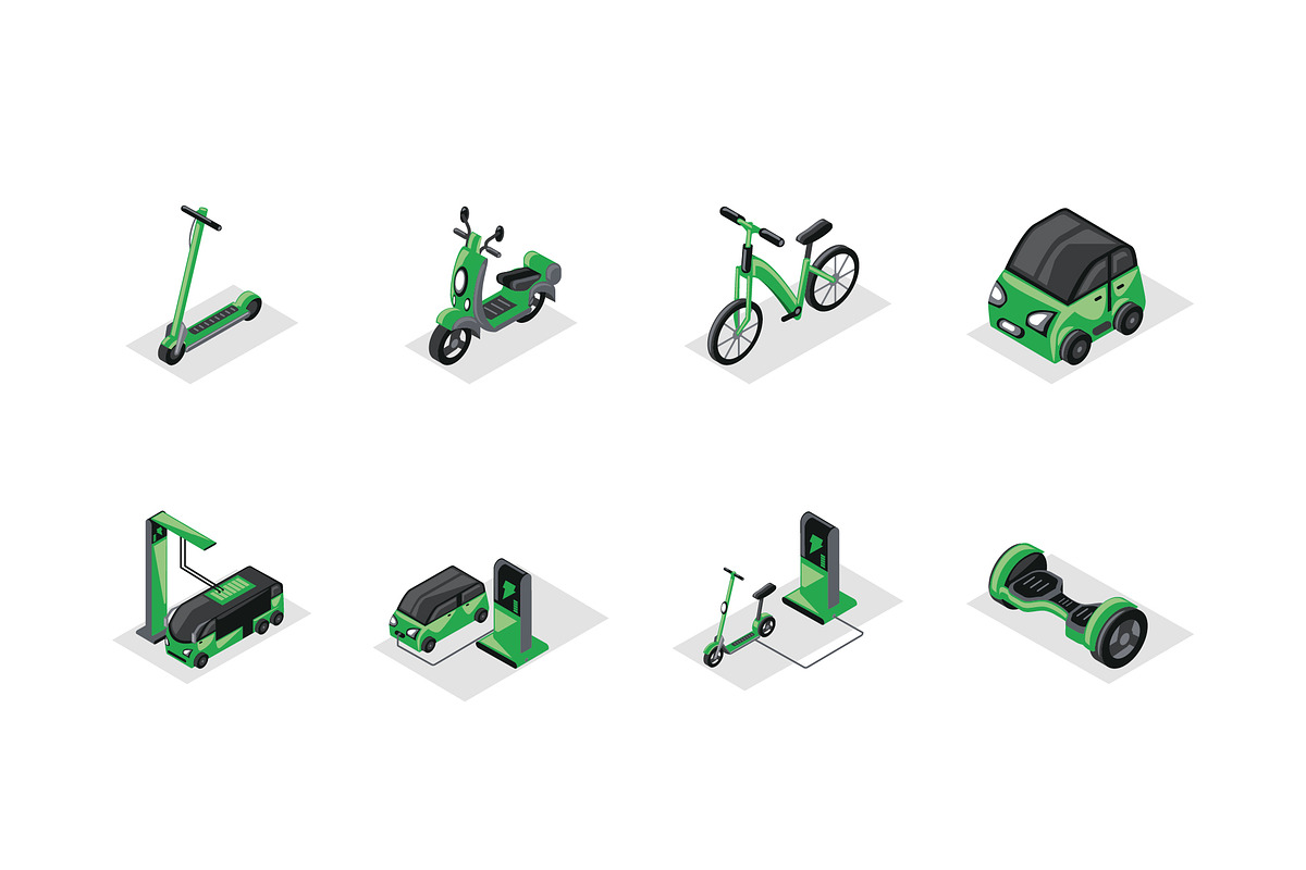 Eco Green Mobility Illustration Set