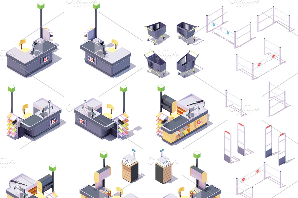 Vector isometric grocery equipment, a Food Illustration by tele52 (Photo 6 of 11)