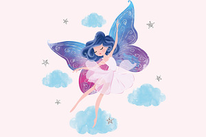 Fairy Butterfly Girl Vector.