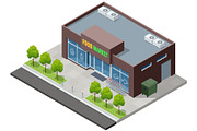 Isometric Food Market Exterior with, an Object Illustration by Golden Sikorka (Thumbnail 2 of 3)