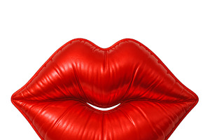 Red lips balloon inflated on transpa, an Illustration by Dvoevnore photos