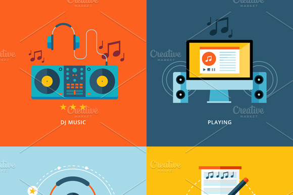 Flat Concept Icons For Music Industr preview 2
