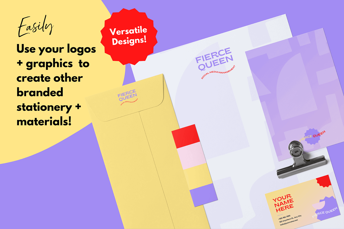 Fierce Queen Canva logo & brand kit, a Branding & Logo Template by Kurly Creative (Photo 4 of 13)