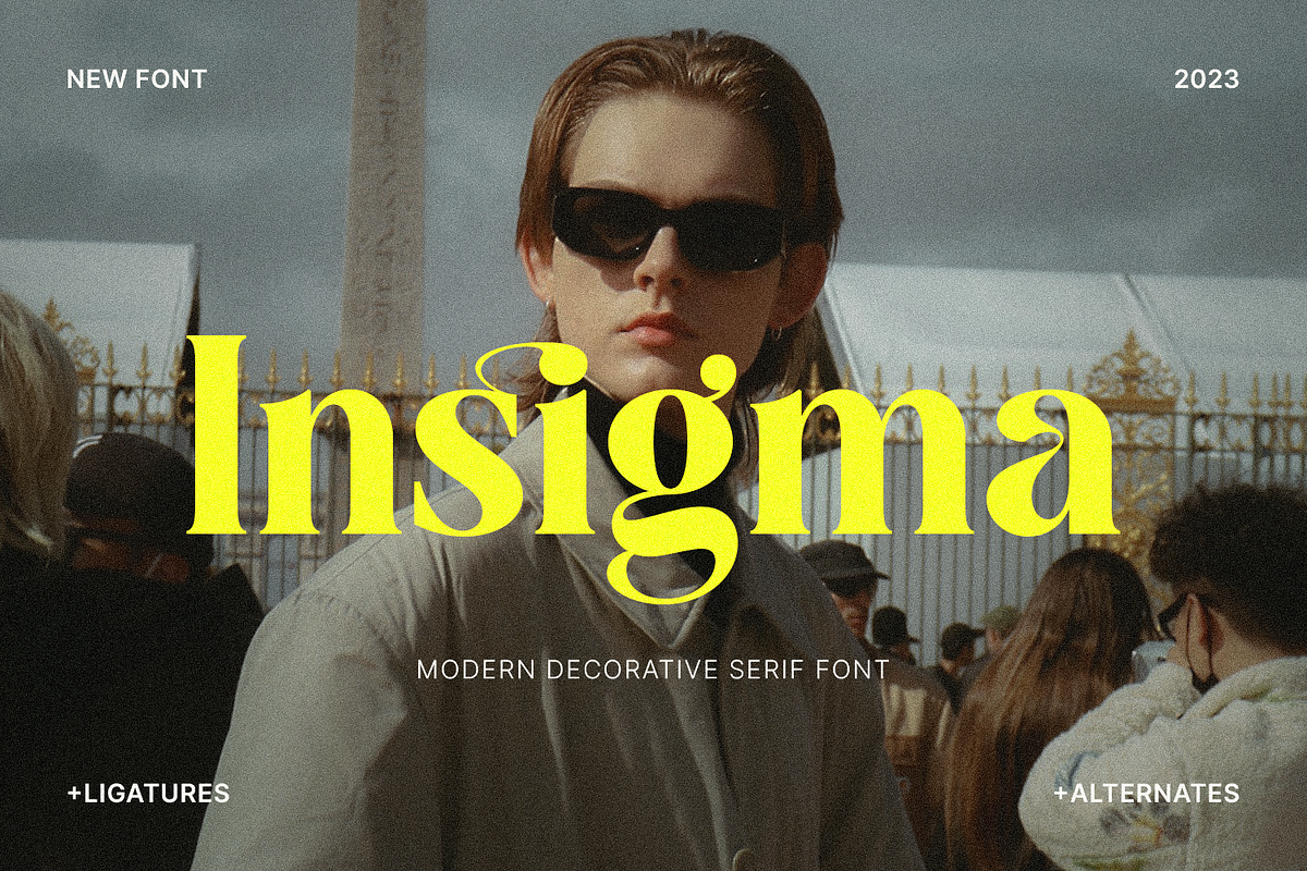 Insigma - Modern Decorative Serif, a Serif Font by Pixesia Studio (Photo 1 of 17)
