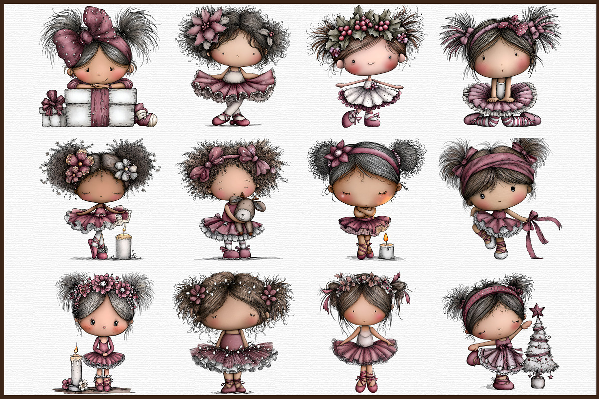 Watercolor Holiday Ballerina Clipart, an Illustration by Sublimation Artist (Photo 3 of 6)