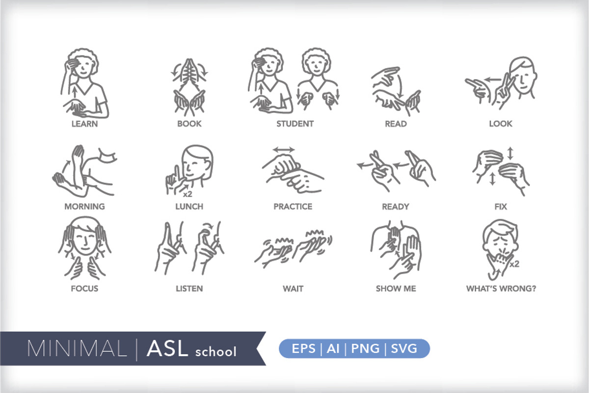 Minimal American Sign Language (ASL), an Outline Icon by Picture Window (Photo 19 of 26)