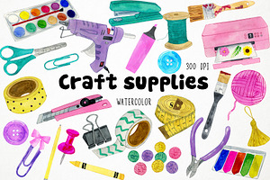 Watercolor Craft Clipart, Crafting