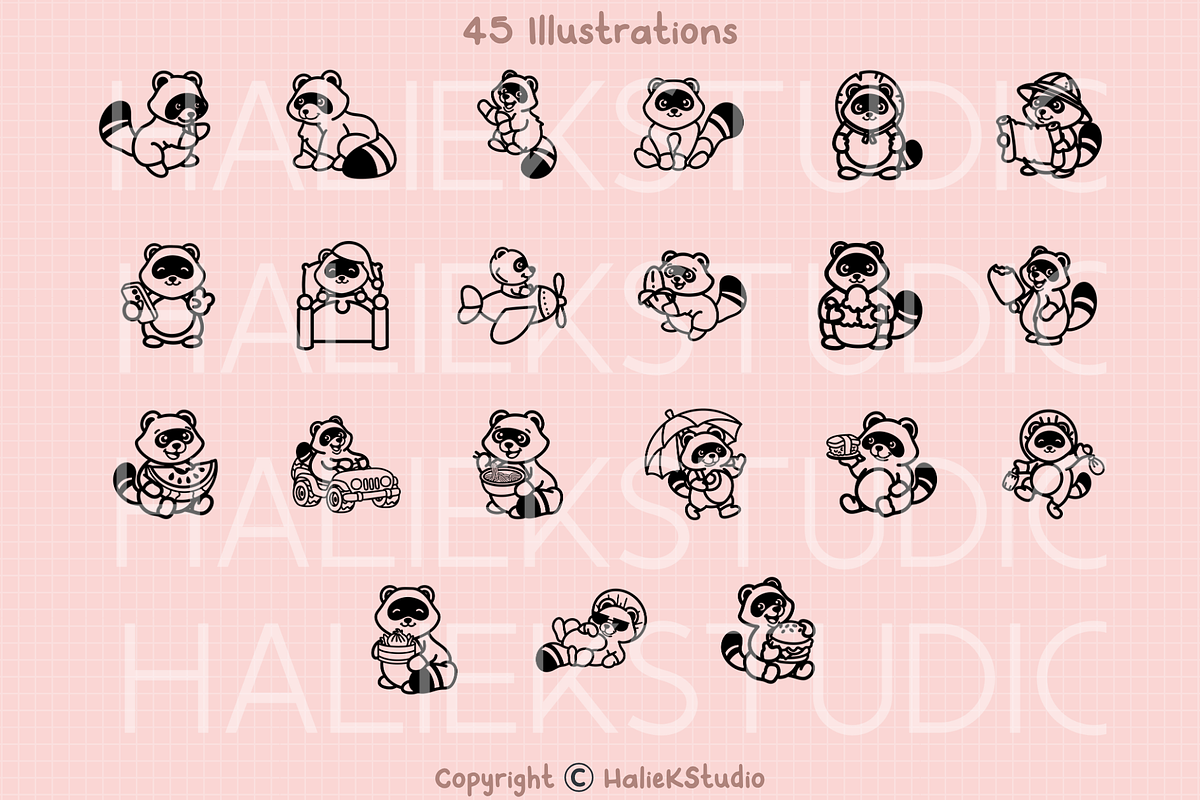 Tanuki SVG Illustrations, an Animal Illustration by HalieKStudio (Photo 3 of 9)