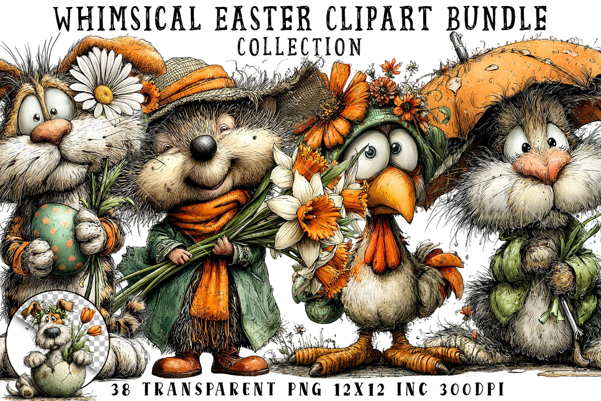 Whimsical Easter Clipart Bundle, an Illustration by OK Design (Photo 1 of 6)