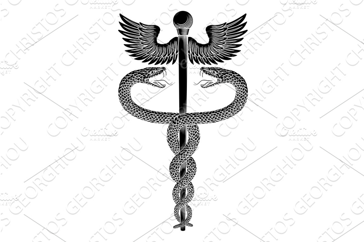 Caduceus Medical Asclepius Rod, a Healthcare Illustration by Christos Georghiou