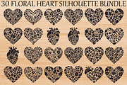 Floral Heart Silhouette Bundle, an Illustration by Designs_River (Thumbnail 1 of 31)