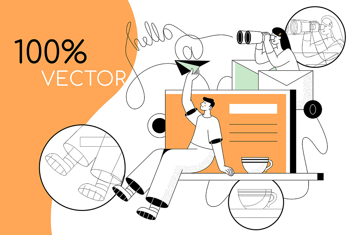 Line Character - Illustrations, a Templates & Theme by Boyko Pictures (Photo 3 of 13)