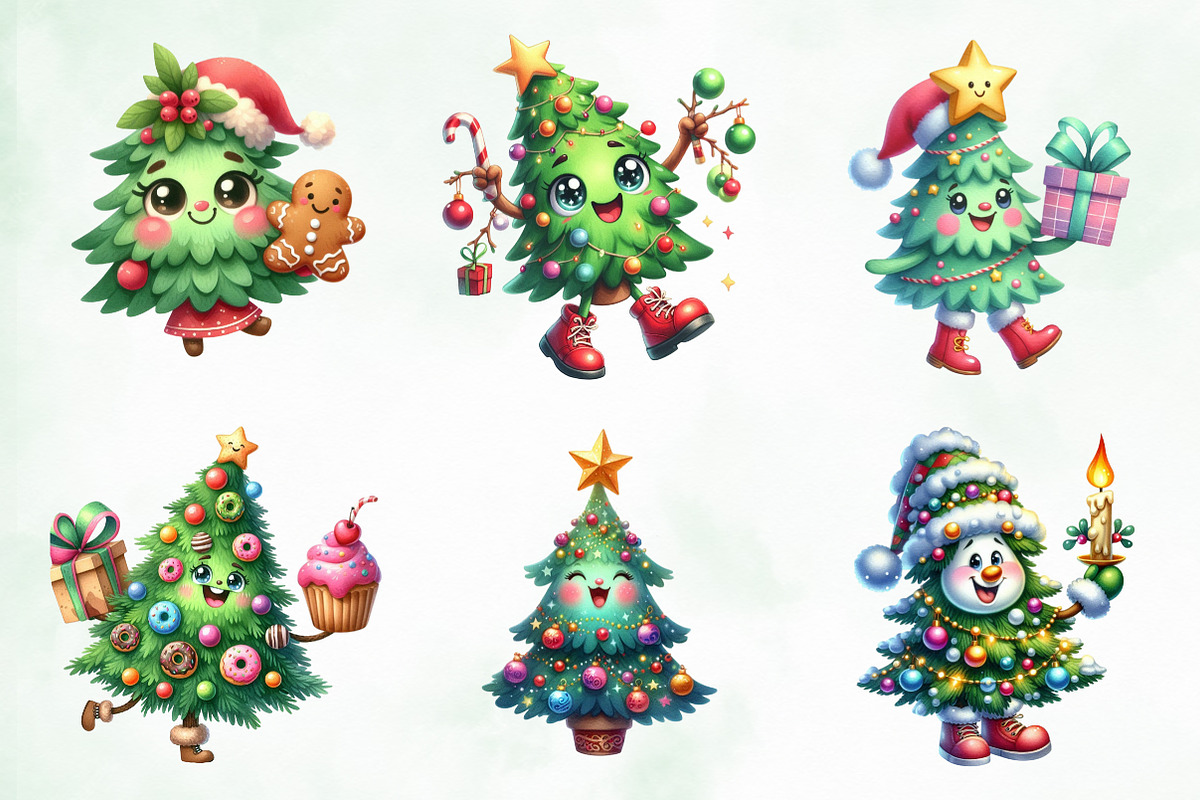 Kawaii Christmas Tree Character PNG, an Illustration by Creative Art (Photo 5 of 5)