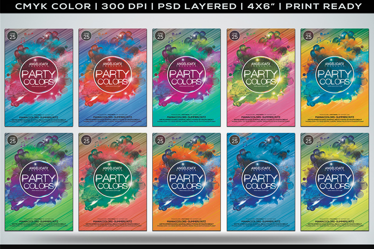 Party Colors Flyer Template, a Flyer Template by angelicafx