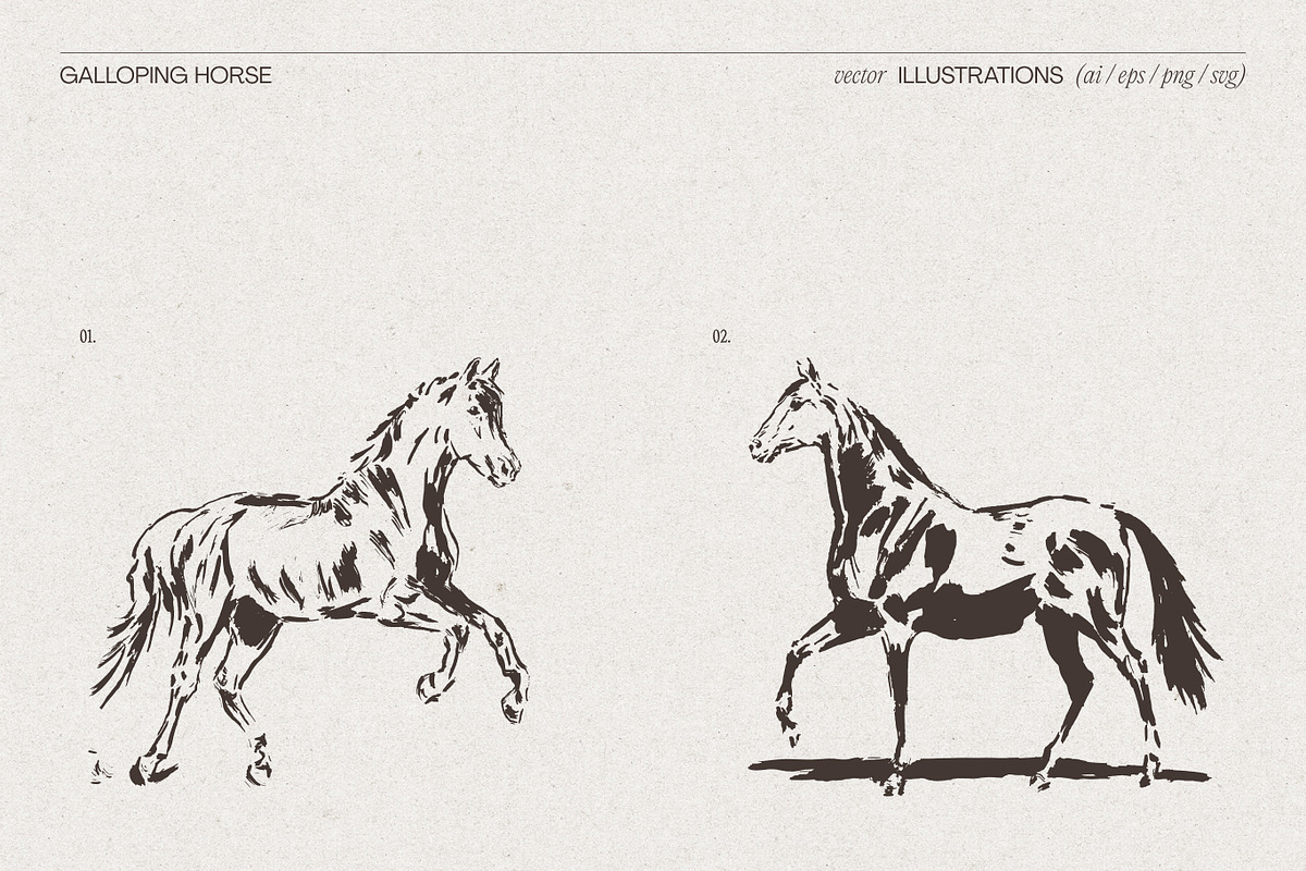 Galloping Horse Spirit Sketches, an Animal Illustration by TheMountBirdStudio (Photo 3 of 6)