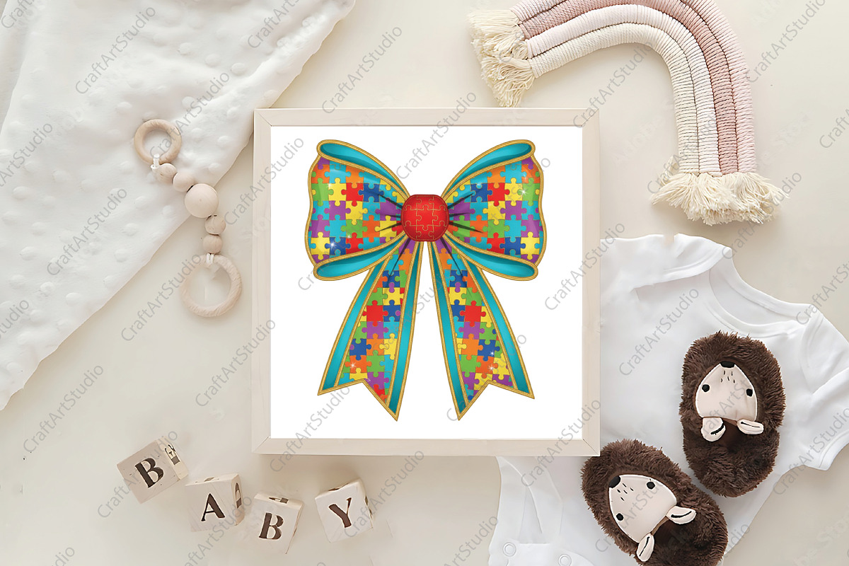 Coquette Autism Awareness Bow PNG, an Illustration by CraftArtStudio (Photo 4 of 4)