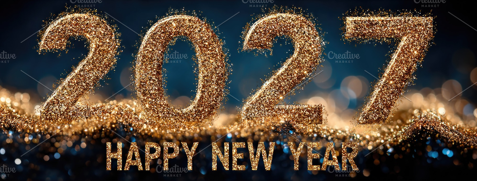 Golden 2027 Happy New Year celebration banner with sparkling gli, a Holiday Photo by José Manuel Gelpi