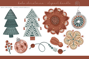 Boho Christmas Clipart DH