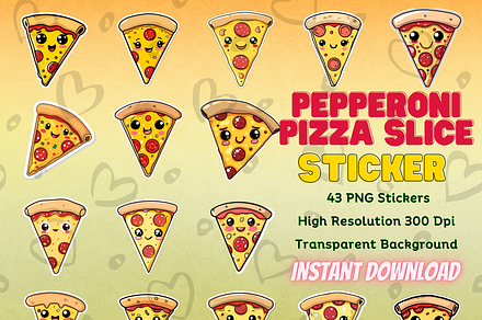 Pepperoni Pizza Sticker Collection