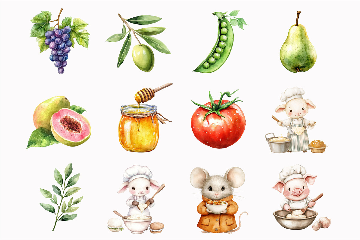 Watercolor Farmers Market Clipart, an Illustration by Design Market (Photo 5 of 5)