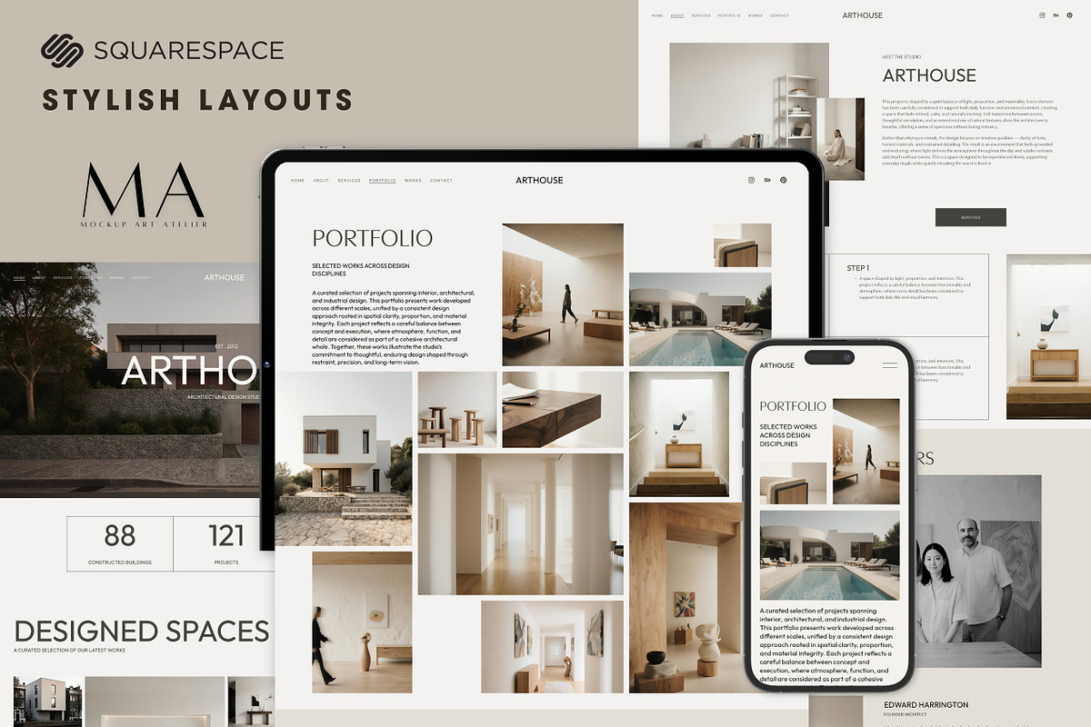 Squarespace Portfolio Template, a Squarespace Template by Mockup Art Atelier (Photo 2 of 10)