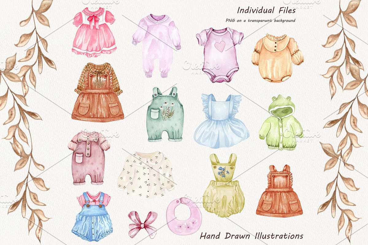Baby Girl Watercolor Clipart, a Person Illustration by BarvArt (Photo 2 of 7)