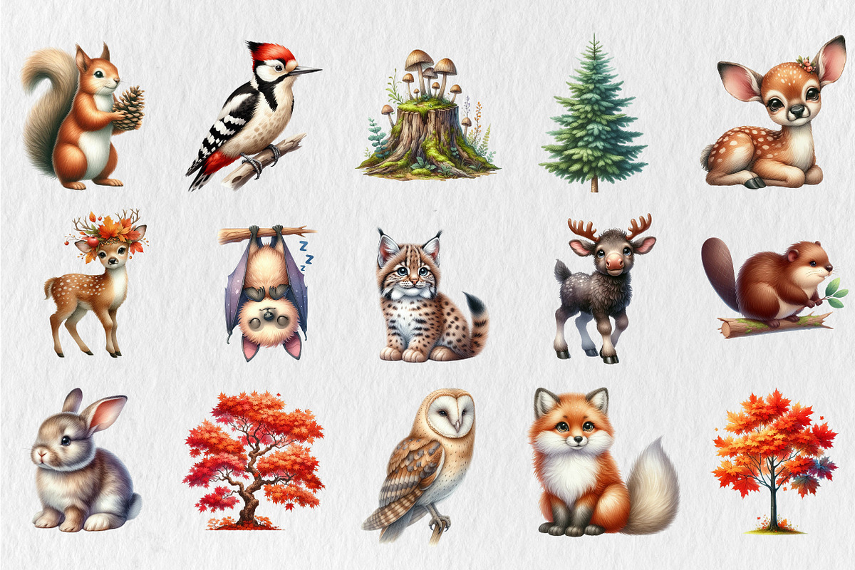 Woodland Animals Clipart, a Seasonal Illustration by Rose Art (Photo 4 of 5)