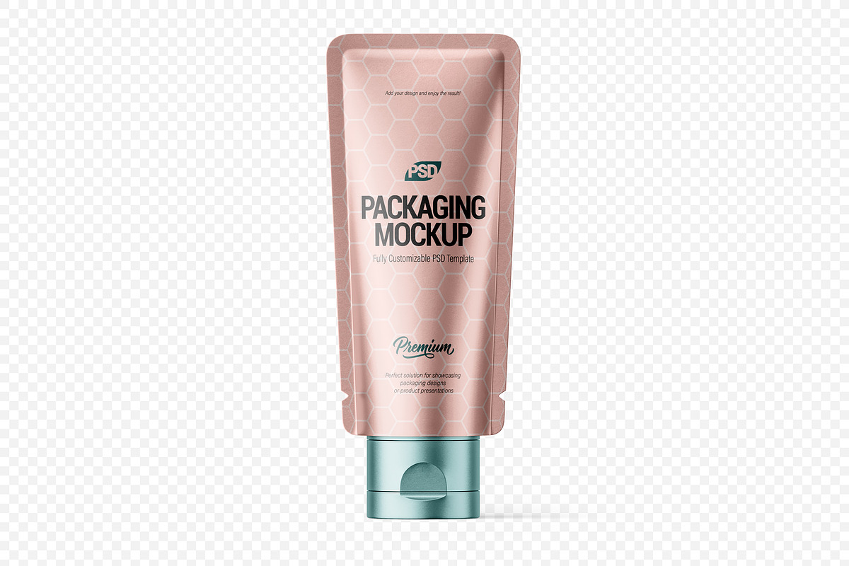 Metallic Cosmetic Tube PSD Mockup, a Packaging Mockup by LoopAll (Photo 3 of 5)