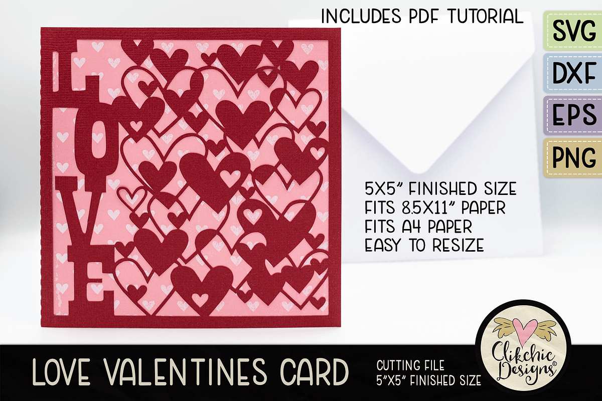 Love Valentines SVG Card Tempate, an Invitation Template by Clikchic Designs (Photo 3 of 5)