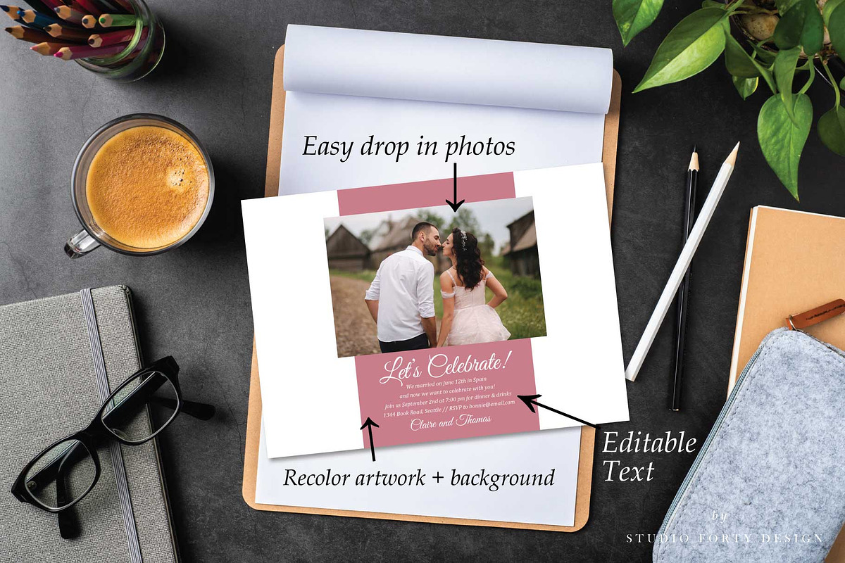 Tied the Knot Eloped Announce E101, an Invitation Template by Studio Forty Design (Photo 4 of 5)