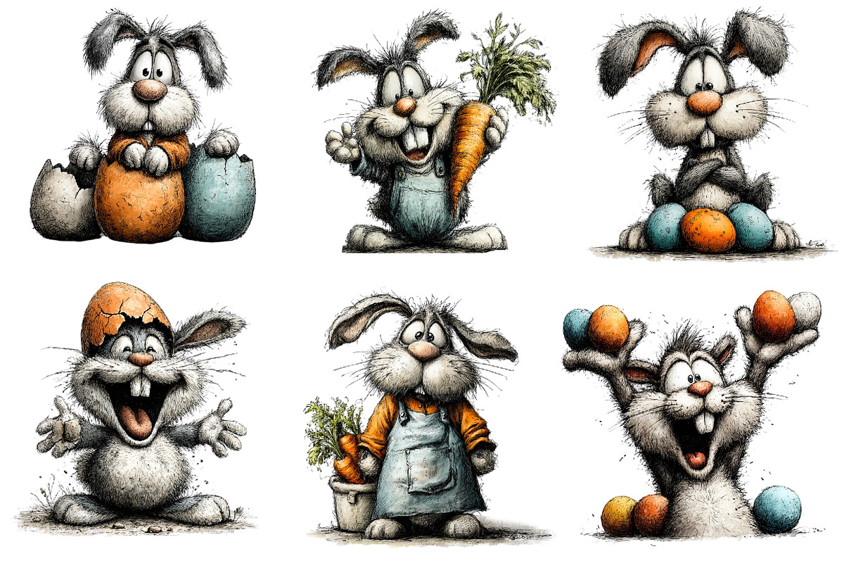 Funny Easter Bunny Clipart, an Illustration by Dream Creation (Photo 4 of 7)