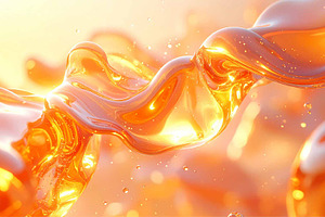 Iridescent liquid shapes floating, an Abstract Photo by Pray Art Design Studio