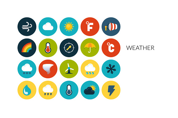Flat icons set - Weather preview 2