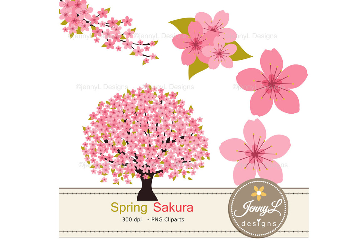 Cherry Blossoms Digital Paper, a Pattern Graphic by JennyL Designs (Photo 4 of 6)