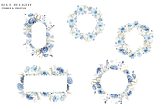 Dusty Blue Floral Clipart Watercolor, a Decorative Illustration by Patishop Art (Thumbnail 6 of 7)