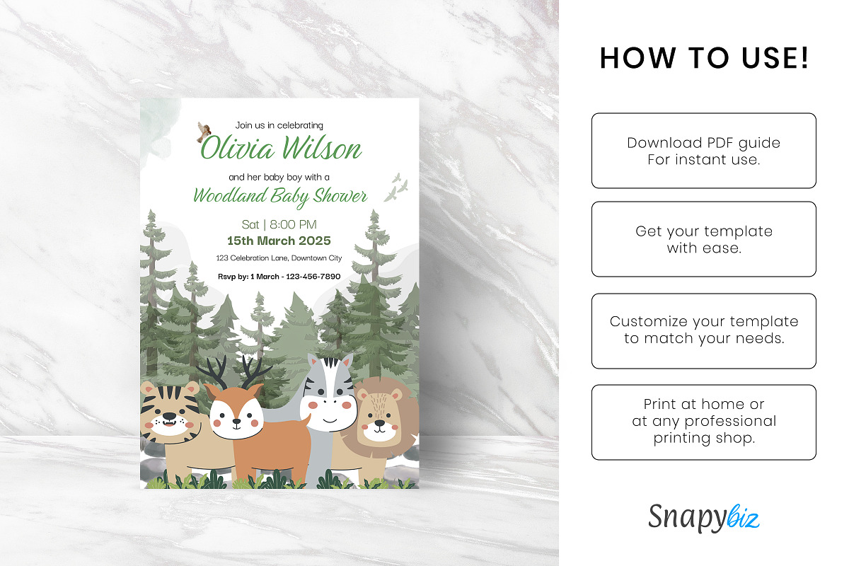 Woodland Boy Shower Invitation Temp, an Invitation Template by Snapybiz (Photo 5 of 11)