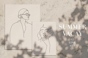 12 Summer Vacay Line Art