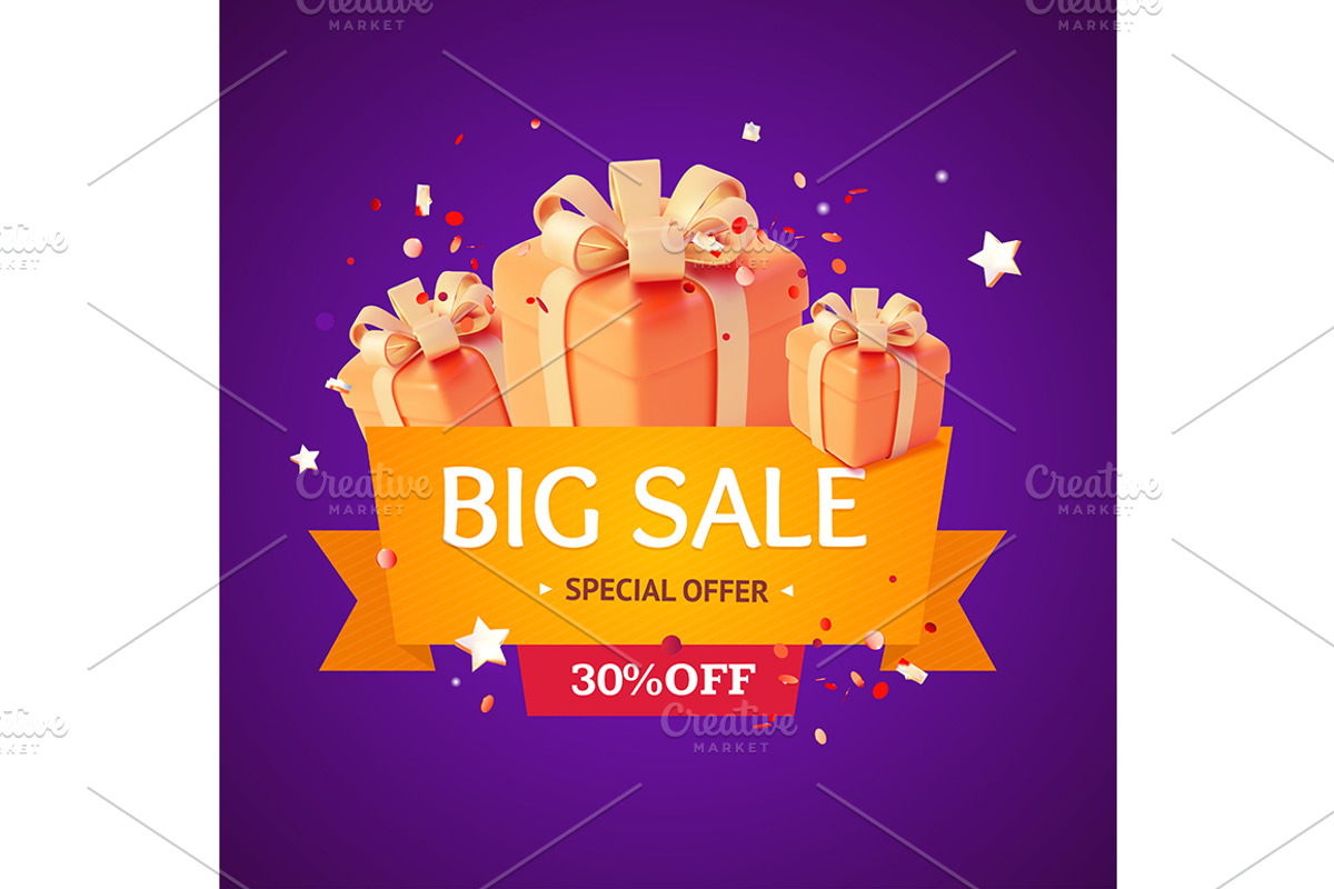 3d Big Sale Poster Banner Card, an Object Graphic by Vector and Templates (Photo 2 of 2)