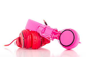 Headphones on table containing view, plastic, and eye