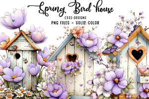 Spring Bird house Bundle Clipart, an Illustration by CreationArt