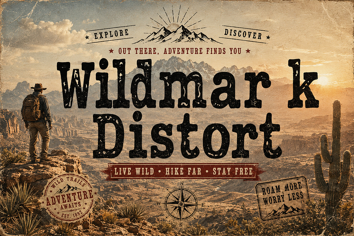 Wildmark Distort is a bold Western, a Script Font by Wow Magic (Photo 3 of 4)