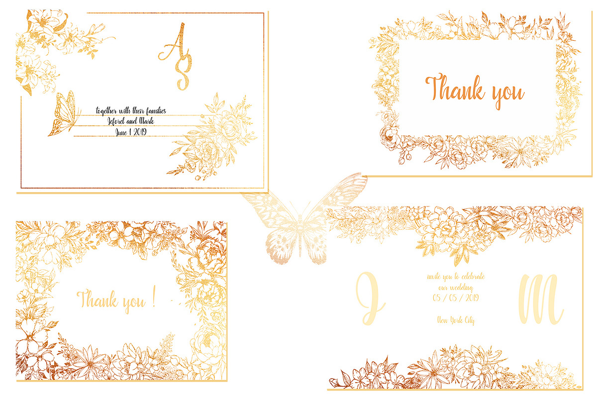 Gold Card templates and floral items, a Card Template by AnastasiyaOleynik (Photo 2 of 9)