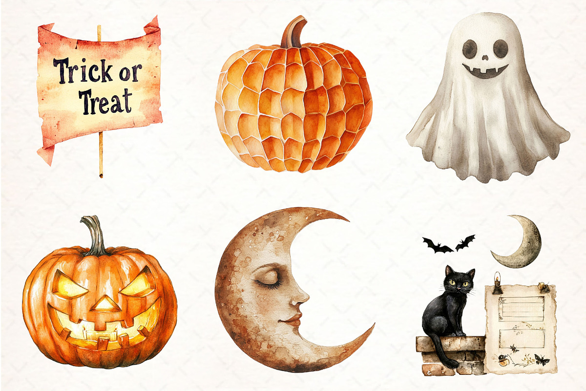 Vintage Halloween Decorations PNG, an Illustration by Pixels.Craft (Photo 2 of 6)