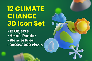 3D Climate Change Icons