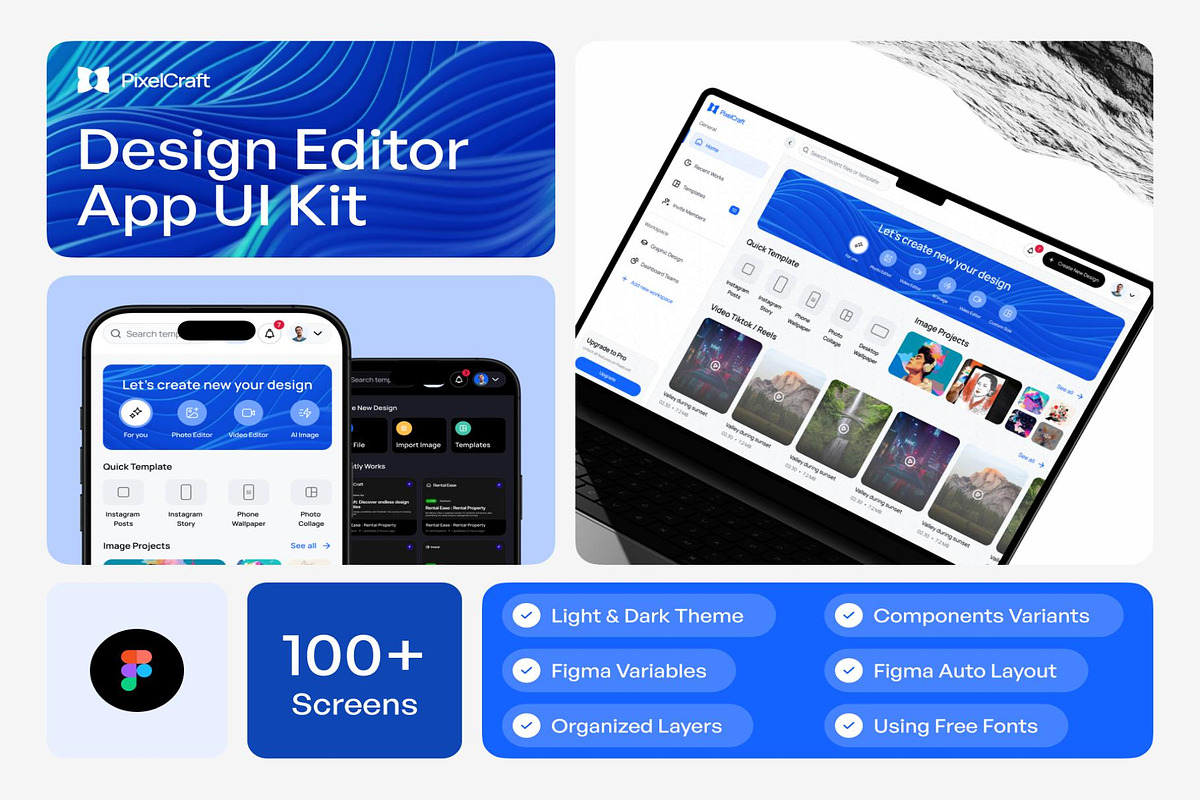 PixelCraft Design Editor App UI KIT, an UI Kit Template by Lumina_ui_ux202 (Photo 1 of 7)