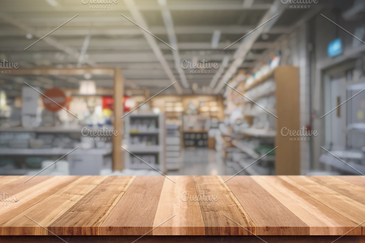 Wooden Table with Blurred Grocery St, a Food & Drink Photo by idea_design (Photo 3 of 9)